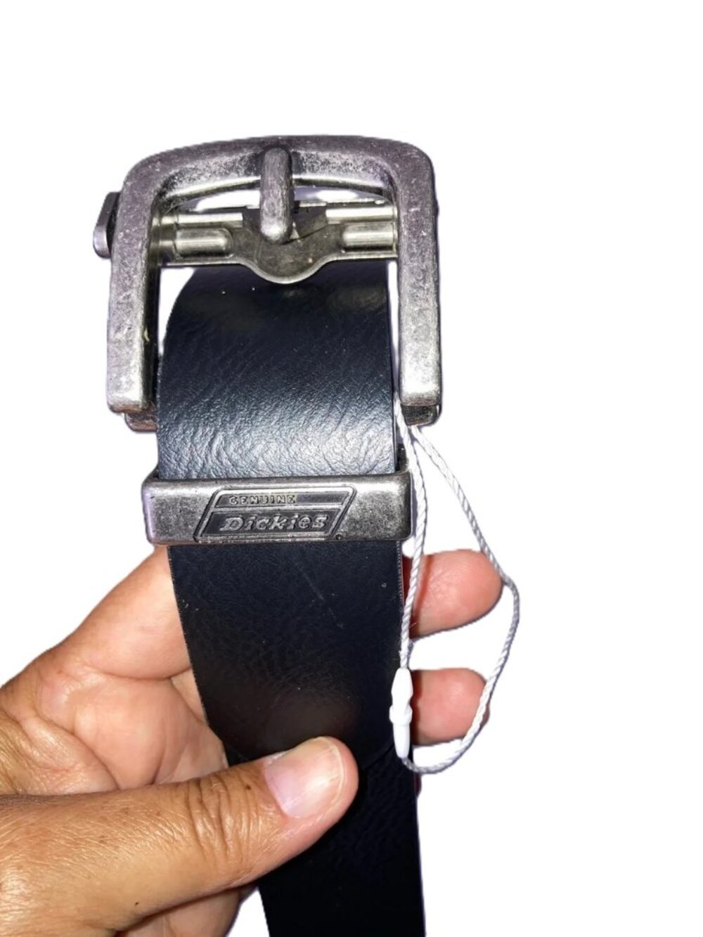 Genuine DICKIES Black Synthetic Leather Ratchet Belt Riveted Buckle Size 32/80